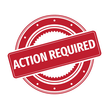 Red action required Stamp Seal, Label Vector Icon Isolated on White Background