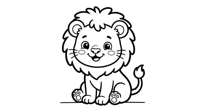 Adorable lion cub coloring page animal baby
