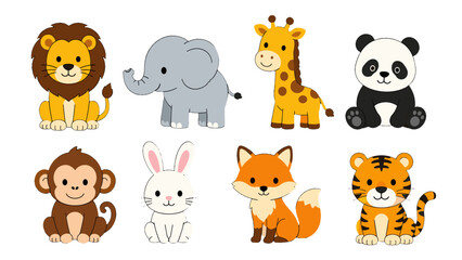 Fototapeta premium Wild animals cartoon icons set