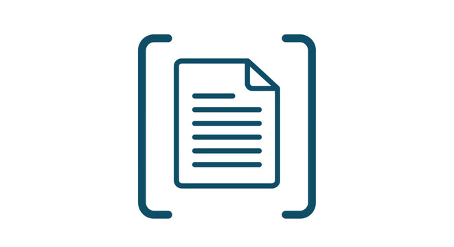 Document Icon With Brackets Teal Flat Vector Illustration