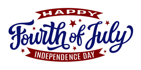 Happy fourth of july independence day typography isolated on transparent background © Muhammad