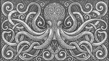 Detailed illustration of an octopus tentacles. © indah