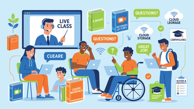 Comprehensive Digital Education &ndash; E-Books, Quizzes, Cloud Storage, and Certificates in Virtual Classroom