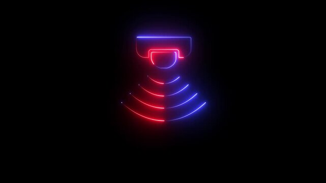 Abstract Glowing Neon Touch Sensor  Icon Animation on Black Background. 4k motion video animation.