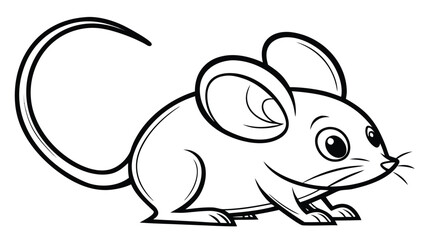 Fototapeta premium Vector illustration handdrawn sketch of a cute mouse, simple line art illustration of a small rodent, whimsical animal doodle