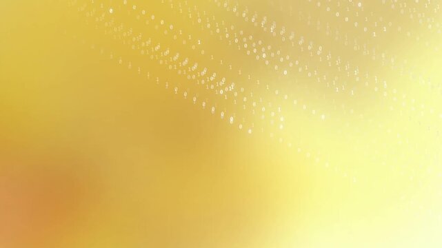 Motion watercolor Abstract golden yellow background with flowing digital binary code data streams animation suitable for abstract designs presentation
