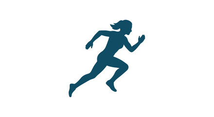 Obraz premium Running woman silhouette against a white background dark teal coloration