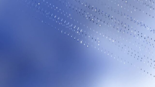 Motion watercolor Abstract Digital Stream of Binary Code Data Flowing Through a Blue Gradient Background suitable for prints and decorative elements f
