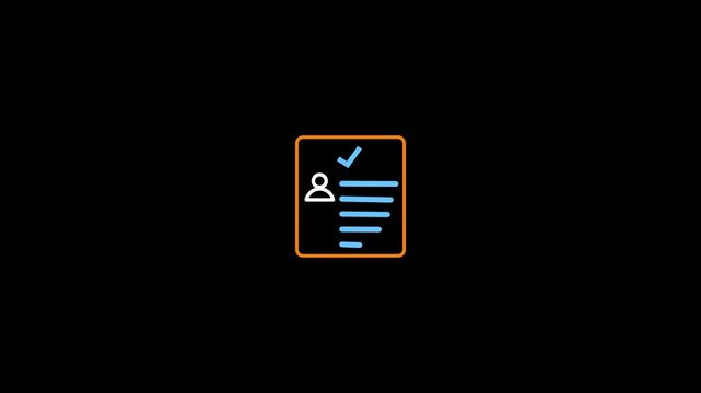 CV approved animated. job resume acceptance animation.Approved CV icon animation representing a verified curriculum vitae or professional profile. Perfect for job-related content,