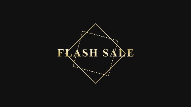 Golden Geometric Flash Sale Frame Featuring A Luxury Typographic Announcement Design For Special Promotional Retail Marketing Events Targeting High End Customers Seeking Discounts Throughout The