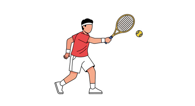 Man Playing Tennis, Hitting Ball with Racquet, Sports Action