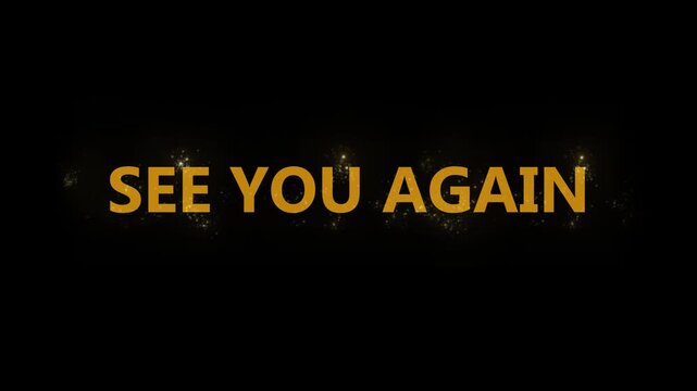 Golden orange text reading See You Again with sparkles on black background