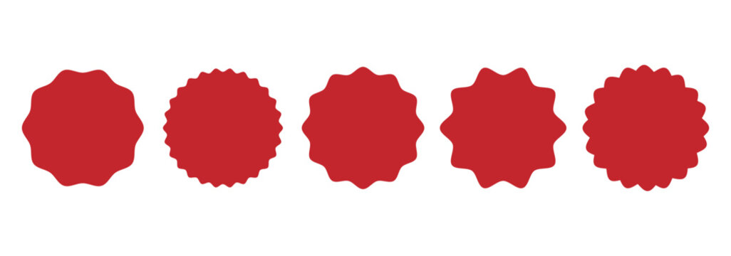 Set of red starburst, sunburst badges, Sale sticker, price tag, starburst icon set . vector star rosette badges. Promotion sale and shop offer labels, sunburst stamps and tag silhouettes for price tag