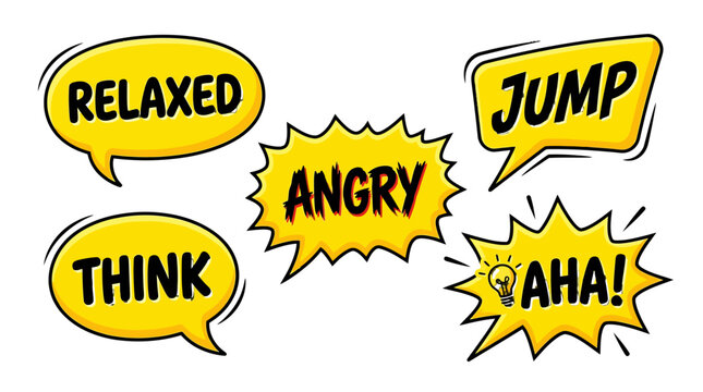 comic speech bubbles with emotions and thoughts