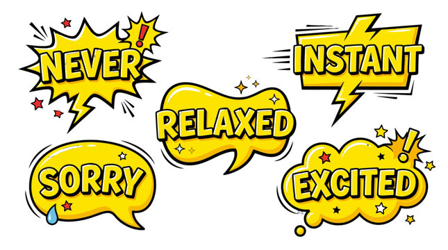 comic speech bubbles with emotional expressions