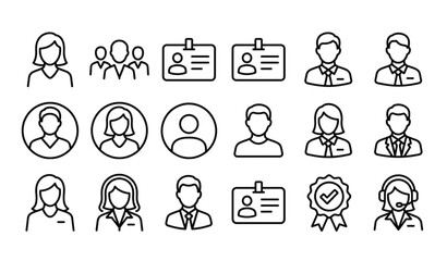 Fototapeta premium Business User Profile Vector Icon Collection with Professional Avatars Corporate Roles and Identity Symbols