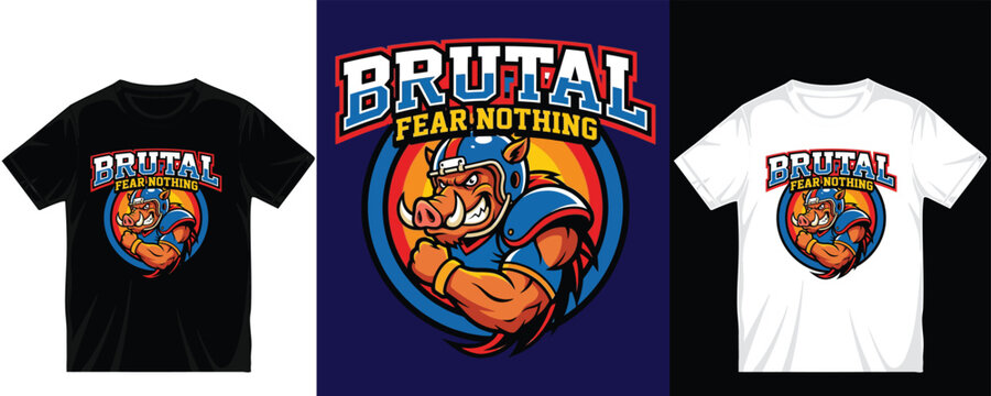 Boar head mascot vector template for apparel design showcasing aggressive wild hog character wearing american football helmet for sports team logo or gaming emblem print.
