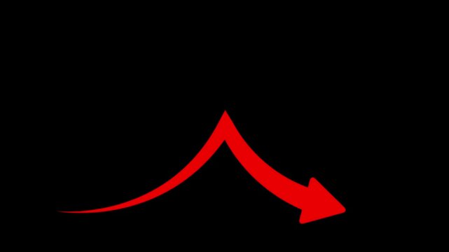 animated thin arrow set with arrowheads and alpha channel icon animation.on a black background,with 4k video.