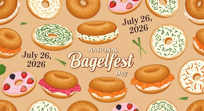 National Bagel Fest Day vector illustration with donuts and bagels