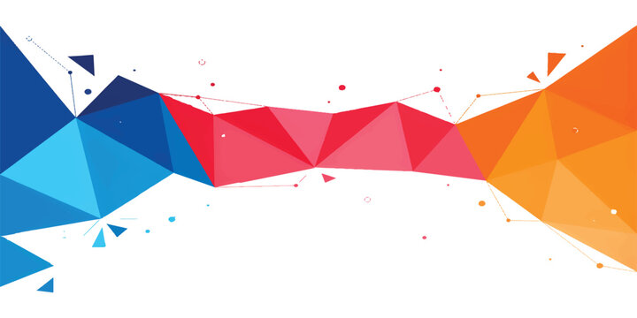 Abstract geometric banner with colorful low poly triangles and connected dots