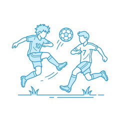 Obraz premium Two young athletes playing a competitive soccer match together