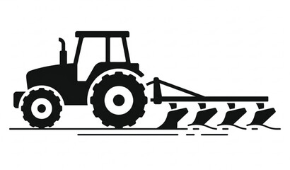 Farm Tractor Plow Silhouette Vector © Bodyuj