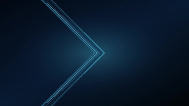 Abstract blue glowing arrow motion background, digital tech directional modern corporate presentation animation 4k