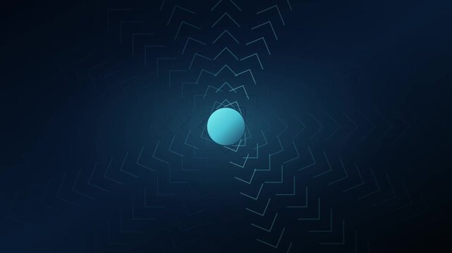 Abstract blue glowing circle with expanding geometric arrow patterns for tech backgrounds animation 4k