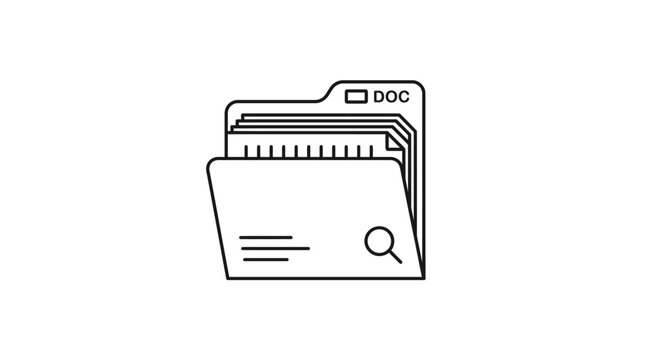 Minimalist Document Folder Search Icon Vector.