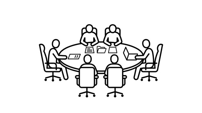 Minimalist Business Meeting Round Table Icon Vector.