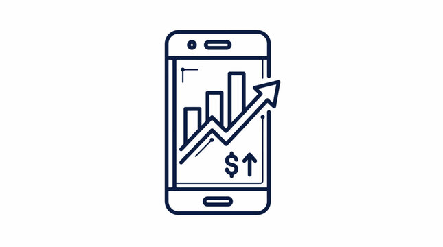 Minimalist Smartphone Finance Growth Chart Icon Vector.