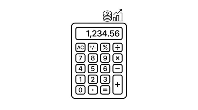 Minimalist Calculator Icon Vector for Finance and Accounting.