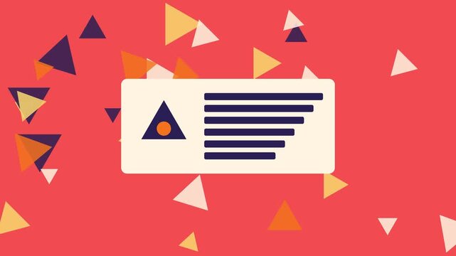 Abstract geometric motion animation 4k background, with floating triangles, and animated data, list