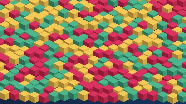 Abstract isometric 3 d cubes motion background, colorful geometric pattern animation, dynamic digital surface for modern projects 4k