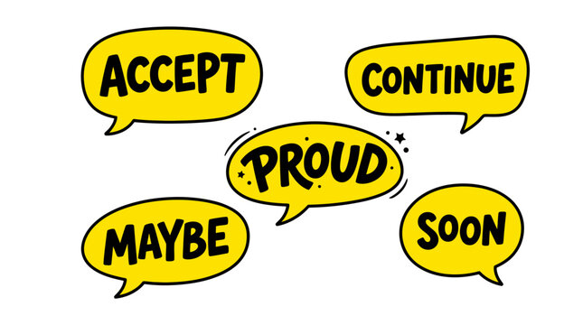 speech bubbles with motivational words