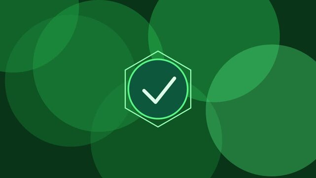 Animated green checkmark with soft bokeh animation 4k background, for ui ux, and success confirmation