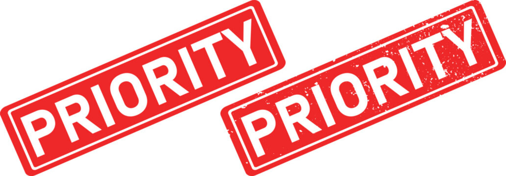 priority stamp badge set with grunge texture and red border vector for labeling concept