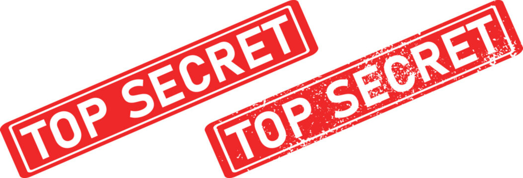 top secret security stamp icon with grunge texture and red warning seal vector design