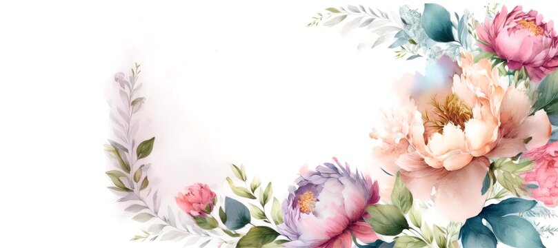 Romantische Karten Vorlage mit Blumen im Aquarell Technik	