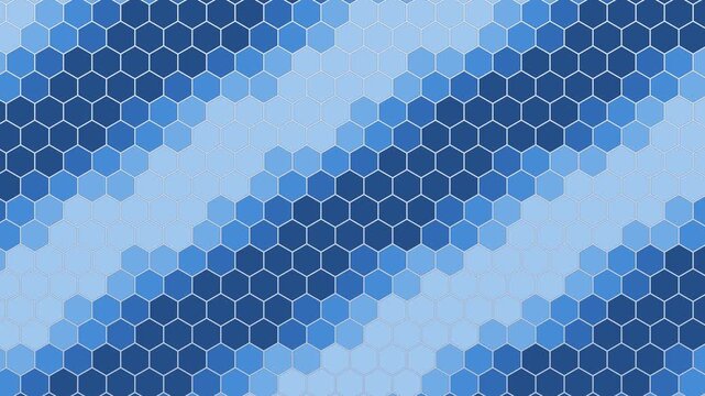 Blue hexagon pattern background, abstract geometric honeycomb motion digital technology texture and science concept animation 4k