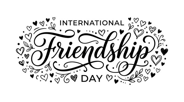 Friendship day typography international day of friendship hand lettered design