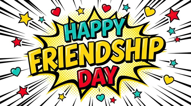 Happy friendship day pop art celebration greetings and best friend wishes
