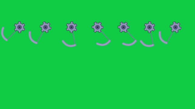 Mechanical gear pendulum animation swinging on green screen 4k background