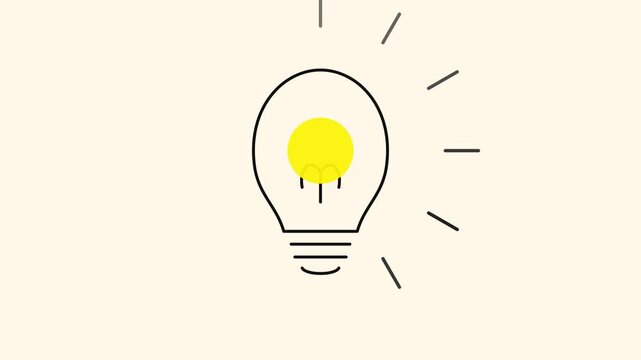 Minimalist animated light bulb creative idea and innovation concept animation 4k creativity