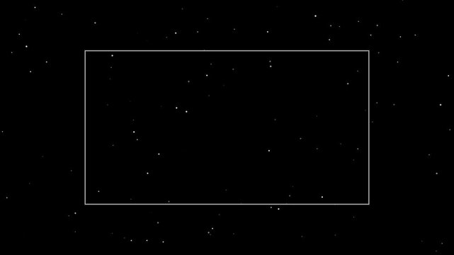 Minimalist animation 4k white frame overlay on moving starry night sky background