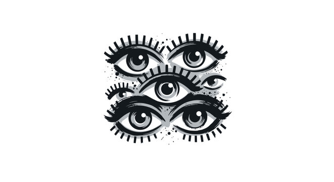 Multiple Eyes with Eyelashes Illustration.