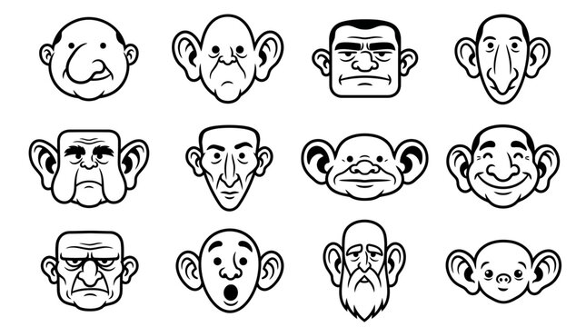 A collection of various monkey faces with different expressions