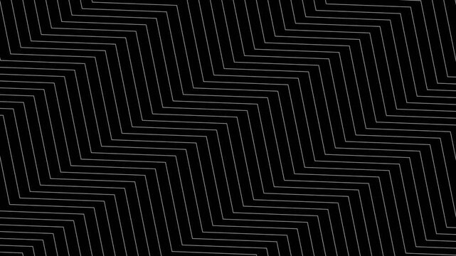 Simple grayscale zig zag lines pattern background with 3D optical illusion isometric effect. Full HD and looping animation.