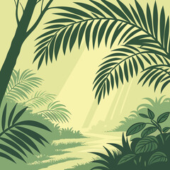 Fototapeta premium Tropical forest with sunlight and green leaves tropical sunlight vegetation botanical