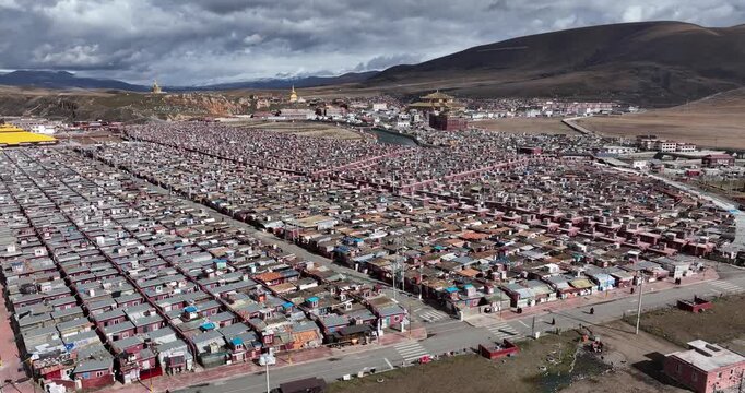 Aerial view of yaqing Temple in Ganzi County, Sichuan province,China
